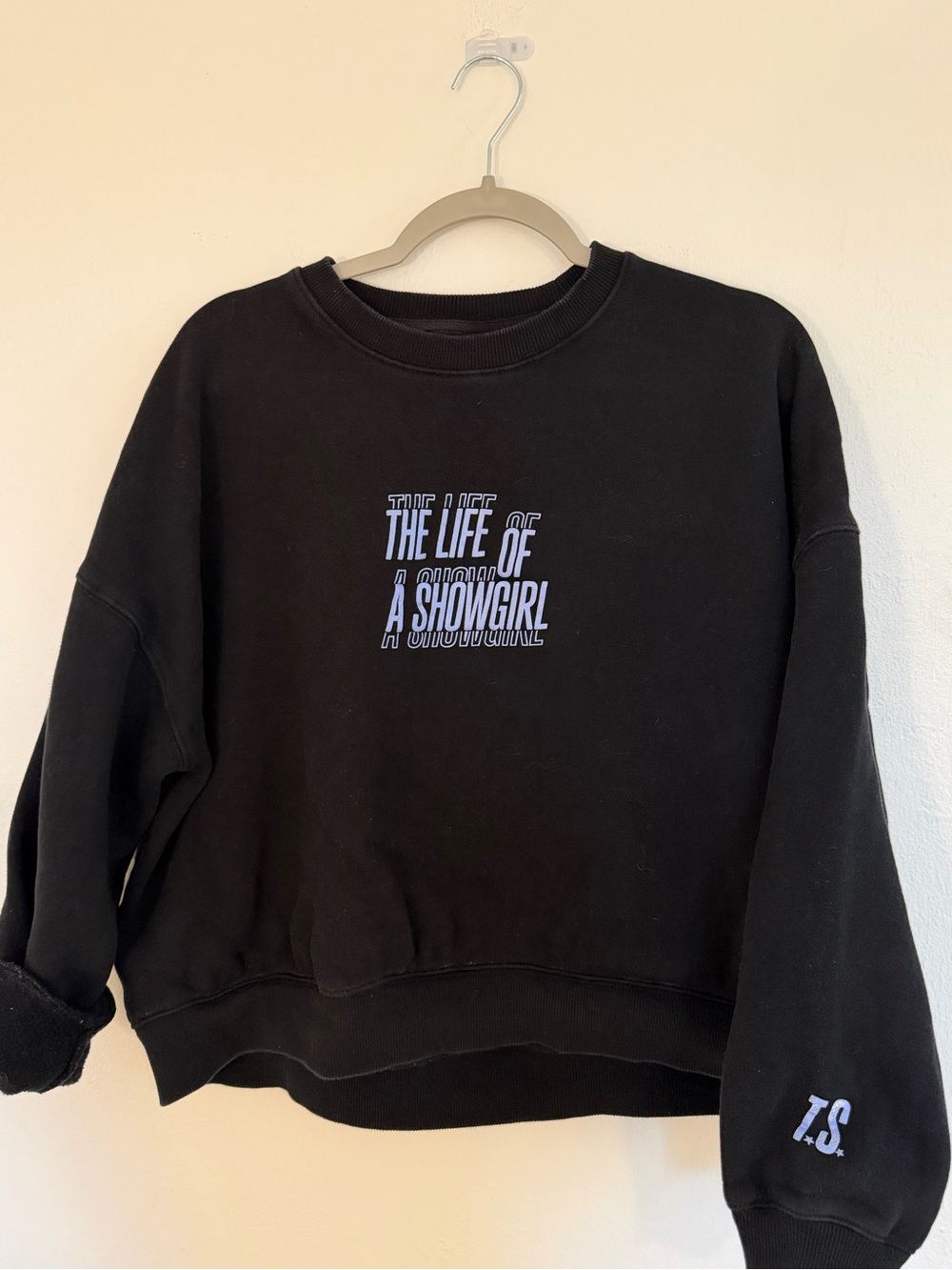 Taylor Swift Black Crewneck Sweatshirt with White & Lavender Graphic